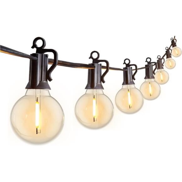 Outdoor String Lights 25 Feet G40 Globe LED Patio Lights with 13 Edison Bulbs - Picture 1 of 7